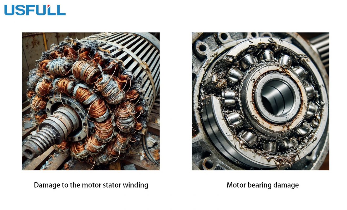 Damage to the motor stator winding-Motor bearing damage1